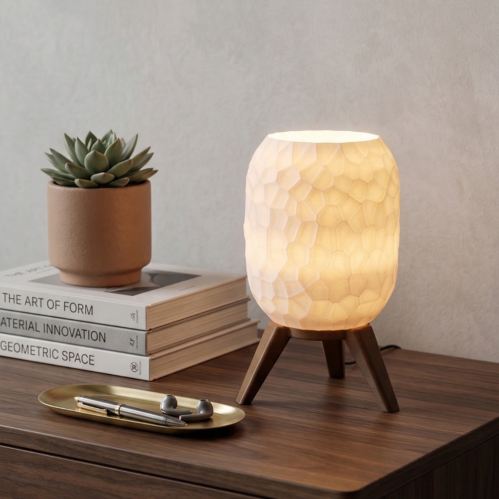 Luminária Abajur Mesa Quarto Sala Moderno Minimalista Design Tripé + Lâmpada LED Amarela Bivolt
