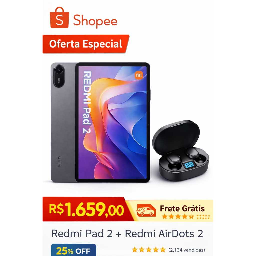 NOVO Tablet Xiaomi Redmi Pad 2 WIFI 256GB Versão Global Pronta Entrega ADS