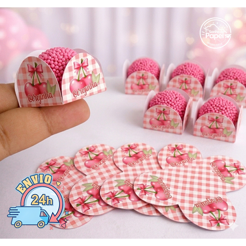 100 Forminhas de Doces Cerejinha Personalizada no Tema /Lembrancinha de Festa /Aniversário/Decoração Cerejinha