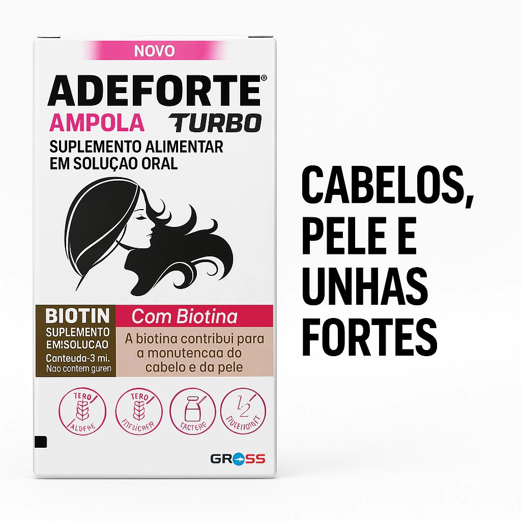 Adeforte Turbo + Biotina 3ml Suplemento Vitamínico Cabelos, Pele e Unhas Fortes