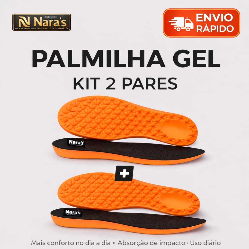 Kit Palmilha Gel Nara´S Ortopédica Anatômica Ant-Impacto Tênis Bota Coturno Sapatos Envio Rápido  Top
