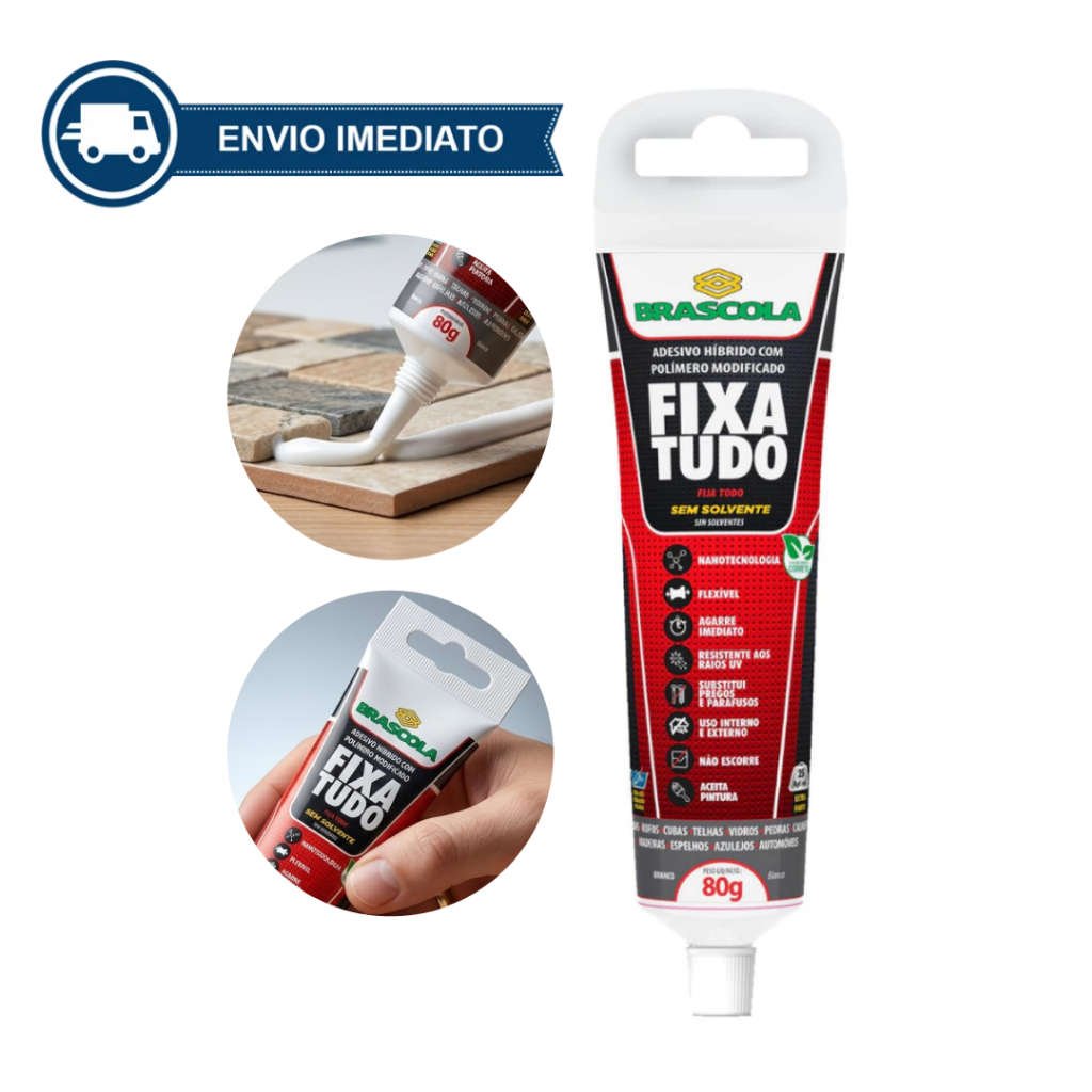 Cola Adesivo Fixa Tudo Multiuso Alta Resistência Profissional BRASCOLA 80g Híbrido – Adesivo Selante