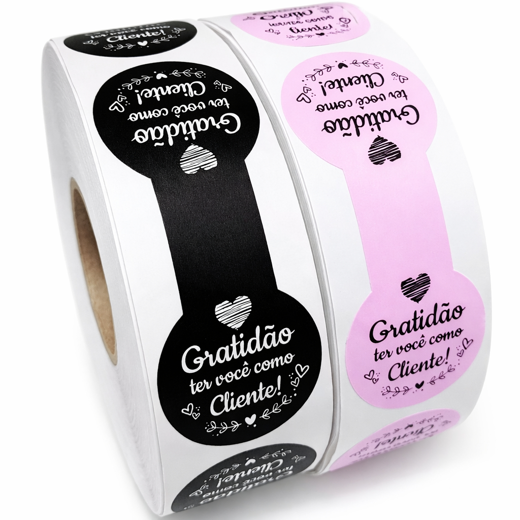 250 Lacres Adesivos P Sacos e Sacolas Gratidão ter você como Cliente Entregas Delivery Medida 8x3cm