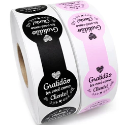 250 Lacres Adesivos P Sacos e Sacolas Gratidão ter você como Cliente Entregas Delivery Medida 8x3cm