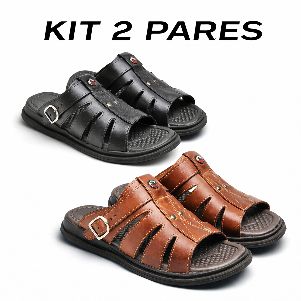 Kit 2 Pares Sandália Masculina Conforto Premium Antiderrapante Leve Macia Promoção
