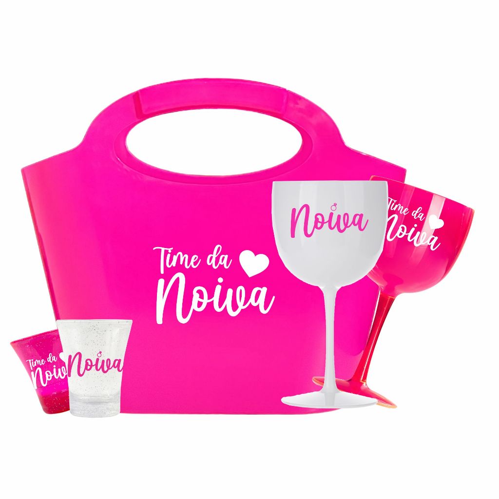 Kit 20 Taças Gin, 20 Copo Dose e 1 Bolsa Acrílica Tema Chá de lingerie despedida de solteira madrinhas Bride Noiva