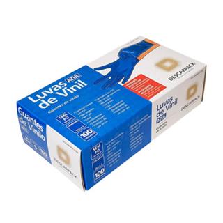 Luva Vinil Azul Descartável Sem Pó Com 100 Unidades Anvisa Barbeiro Estética em Oferta na Shopee