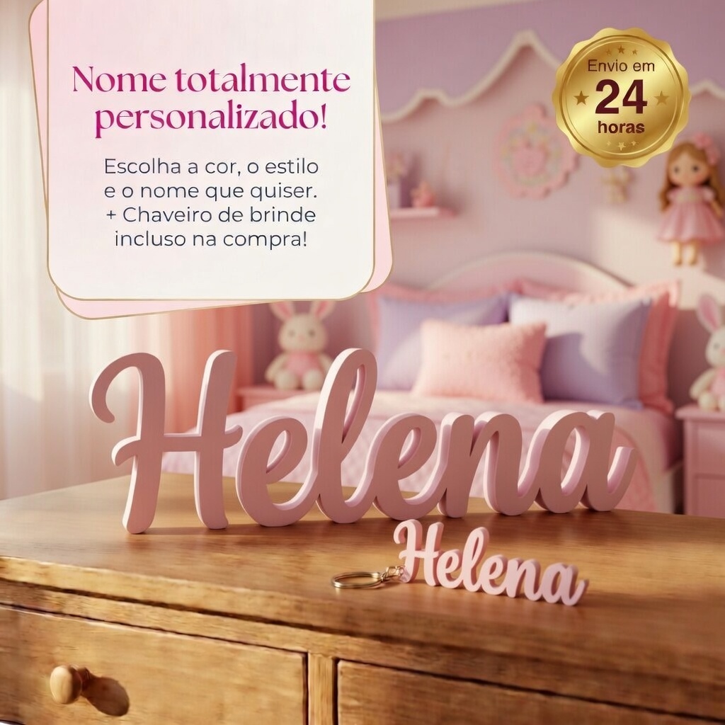 Letreiro Nome Personalizado Decorativo Infantil de Mesa ou Estante