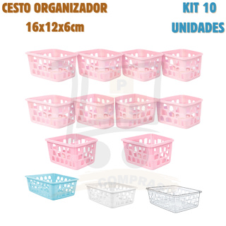 Kit 10 Cesto Organizador Multiuso Pequeno 16x12x6cm Armario Gaveta Geladeira Banheiro Cozinha Lavandeira em Oferta na Shopee