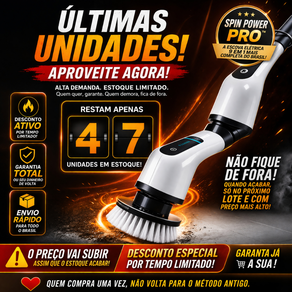 (9 em 1) Escova de Limpeza Elétrica Rotativa Esfregão Multiuso Cabo Extensível Bivolt
