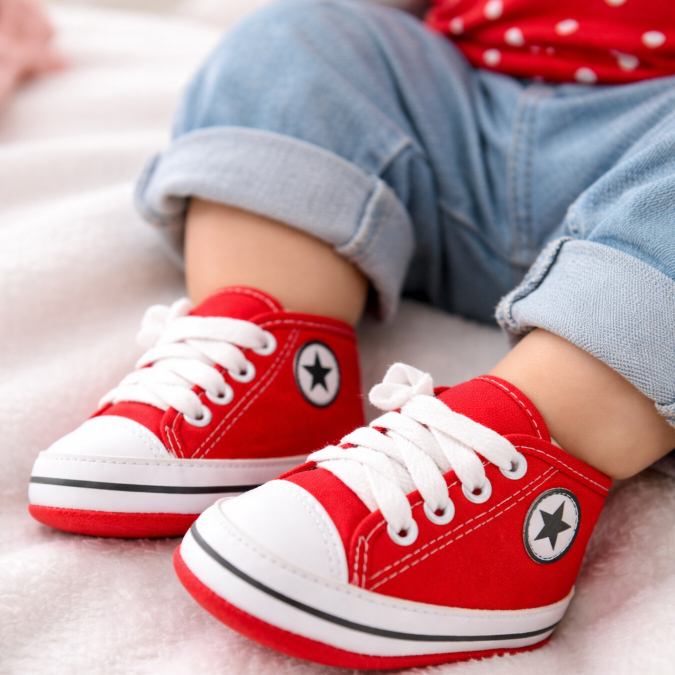 Tênis Bebê Branco Casual Com Estrelinha Cano Alto Leve e Confortável Masculino/Feminino