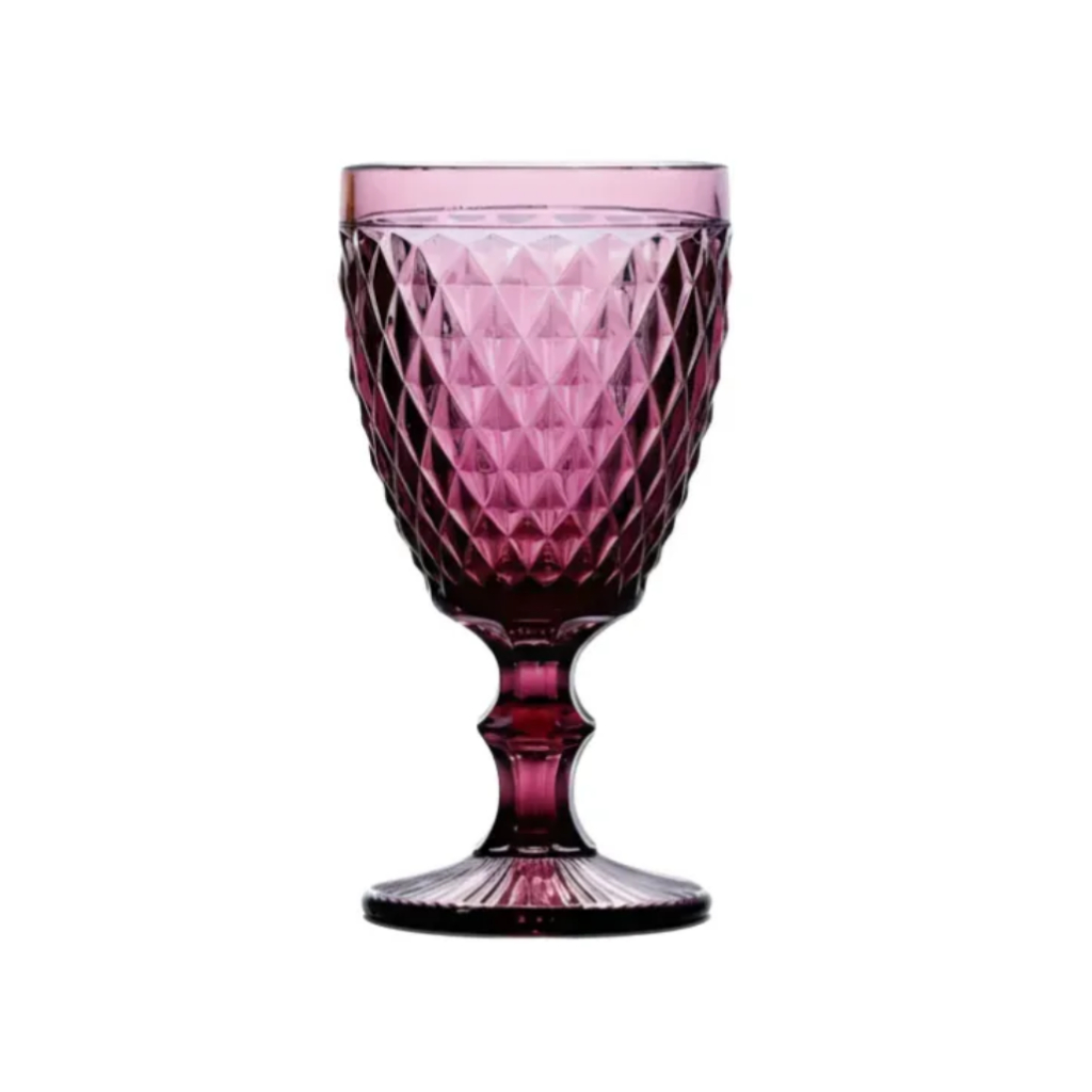 Taça de Vidro Roxo 245ml Bico de Jaca /Diamond / Bico de Abacaxi – Taça para Vinho e Água