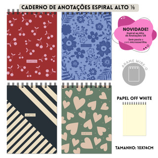 Caderno de Anotações Espiral Alto 80 Folhas Capa Flexivel Folha Off White Duetto - 3B Cadernos