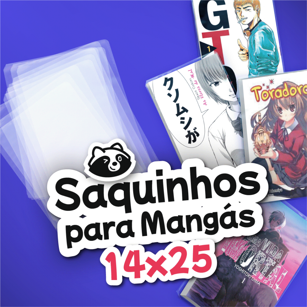 Saquinhos para Mangás e HQs 14x25 - Saquinhos PP Polipropileno Mangá e HQ - 25, 50 e 100 unidades