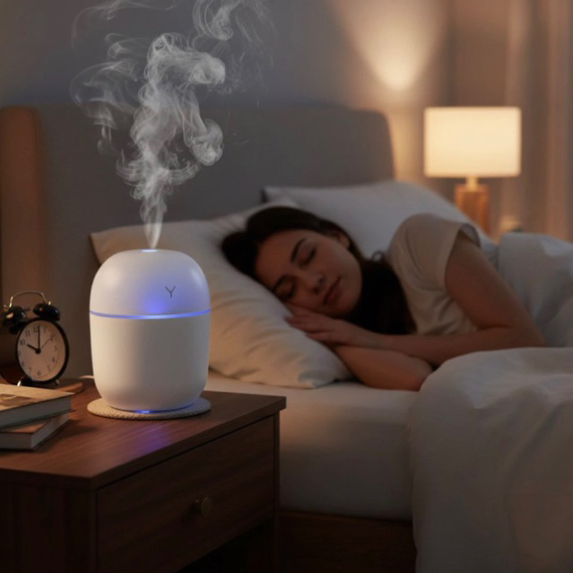 Umidificador de Ar USB Portátil 300ml LED Colorido Aromatizador Silencioso Quarto Escritório