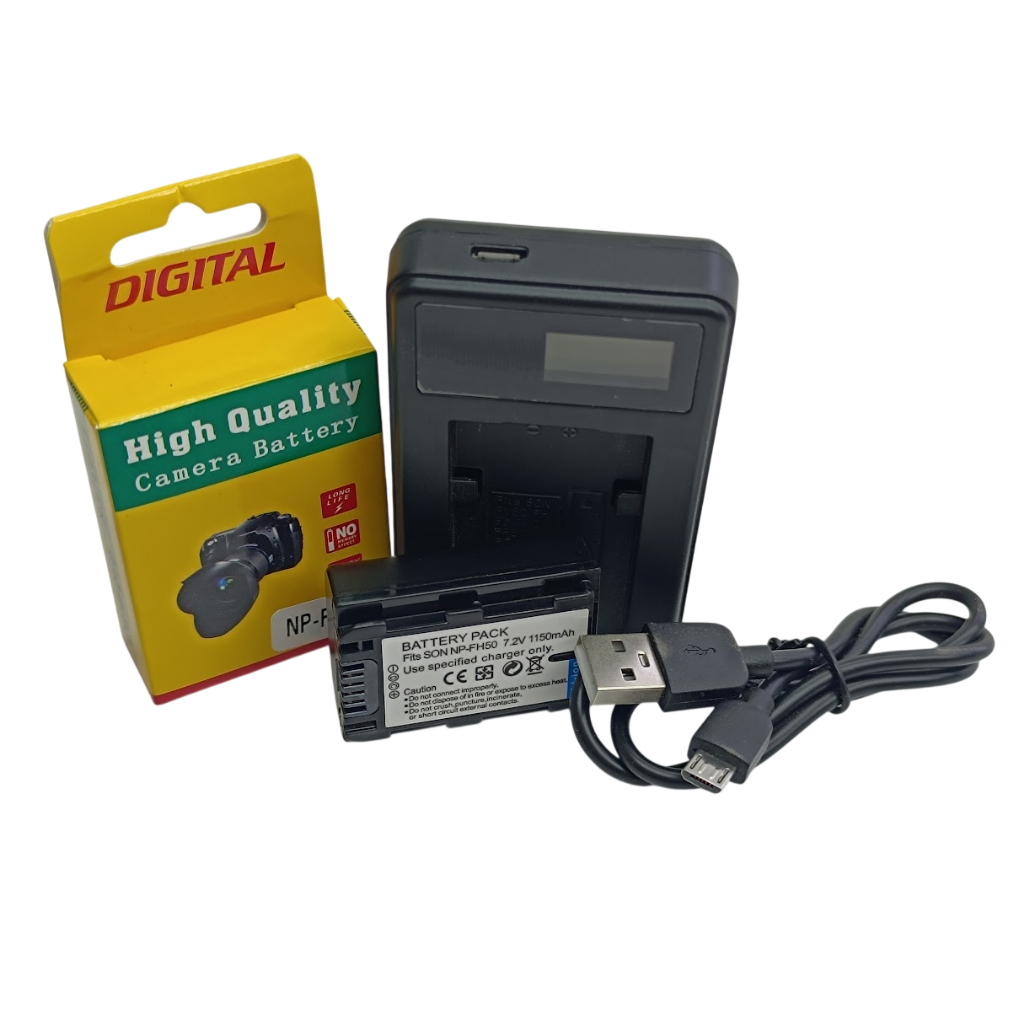 Carregador + Bateria Np-fh50 pra CX7E SR10E SR12E SR11E SR5E R7E DSR40E SR60E SR80E DVD602E