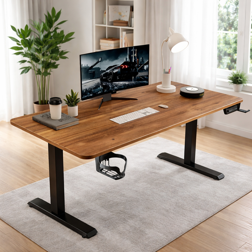 Mecolour Mesa Ergonômica C/ Regulagem De Altura Escrivaninhas 120x60cm Cor Marrom