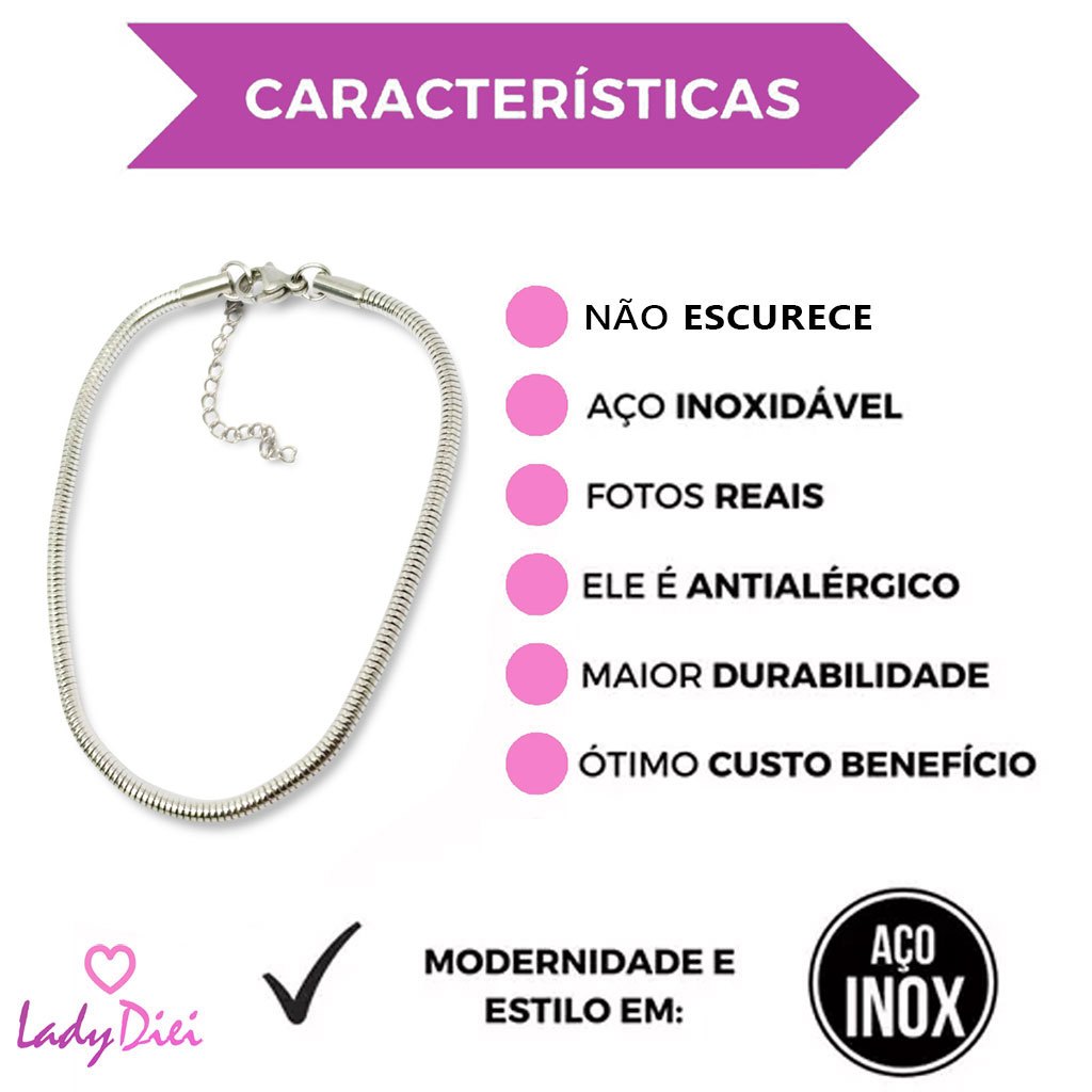Pulseira Masculina Ajustável Rabo de Rato Aço Cirurgico Hipoalergenico — imagem 2 de 2