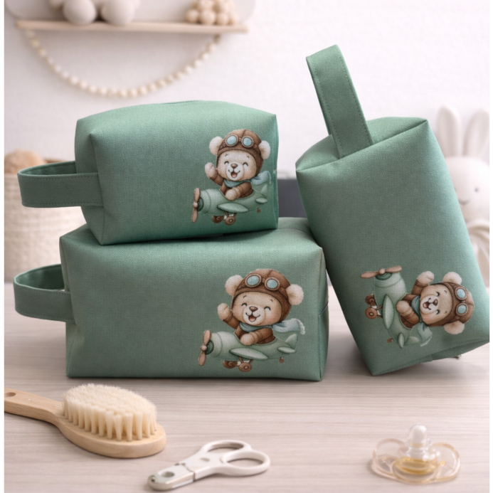 Necessaire Organizadora Infantil Creche e Maternidade Bolsa Infantil De Bebe Menina e Menino Kit 3Peças