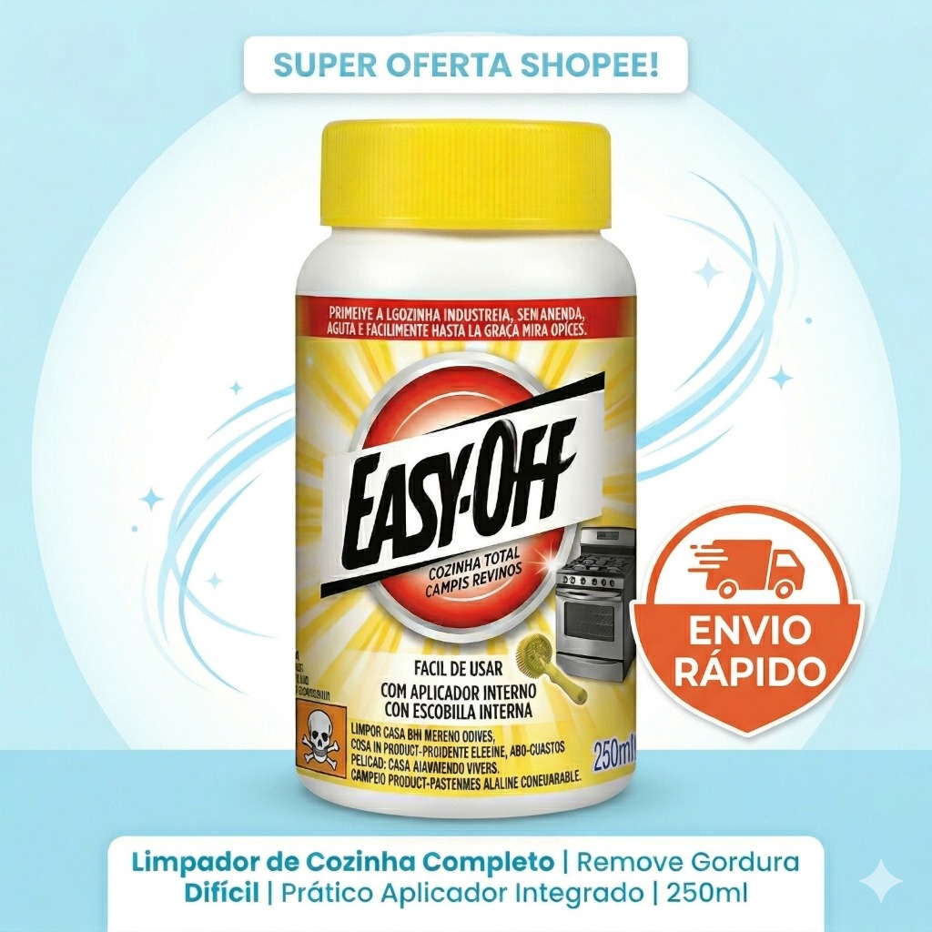 Limpa Forno Easy-Off Líquido 250ml Remove Gordura Incrustada Uso em Fornos Fogões e Grelhas de Churrasqueiras Panelas
