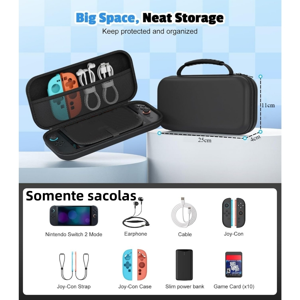 Estojo Case Capa Bolsa De Proteção e Transporte Para Nintendo Switch Padrão e Oled