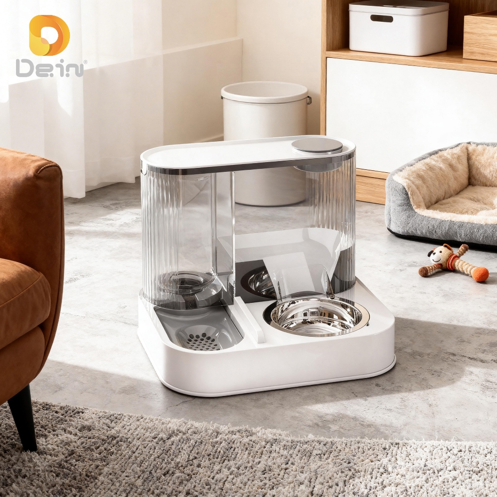 Comedouro Automático para Gatos 2 em 1 Água + Ração 1.5L Antivazamento Fácil Limpeza