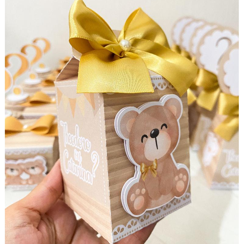 Caixa Milk Chá de Bebê/Chá Revelação/Chá de Fraldas Personalizada Bege| Lembrancinha Festa Infantil