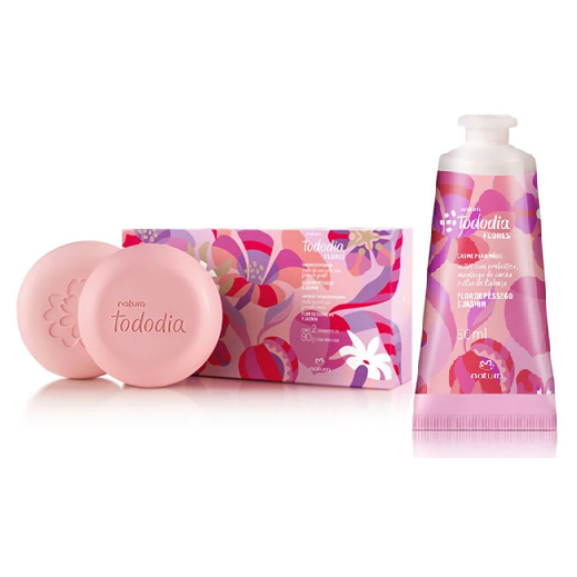 Presente Combo Creme de Mãos + Caixa de Sabonetes - Natura Flor de Pessego e Jasmin