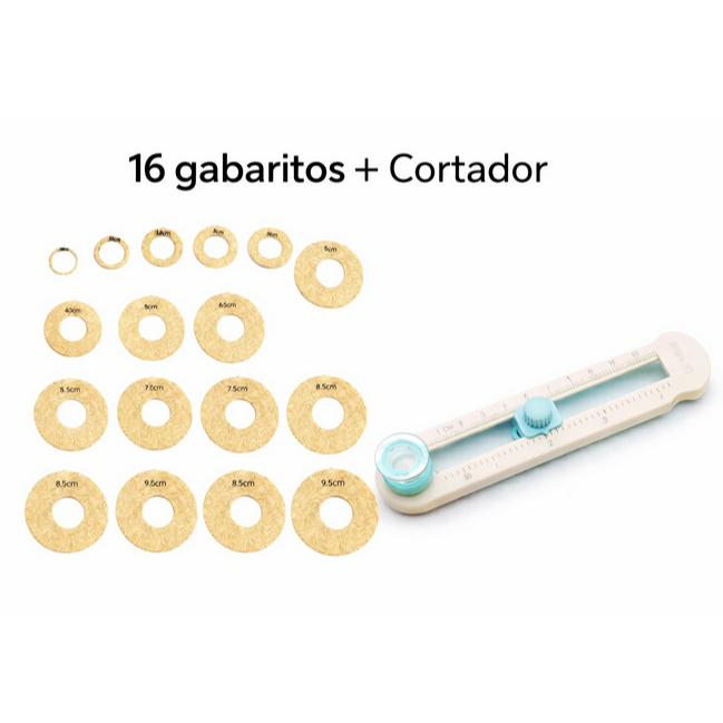 16 gabaritos + 1 cortador circular