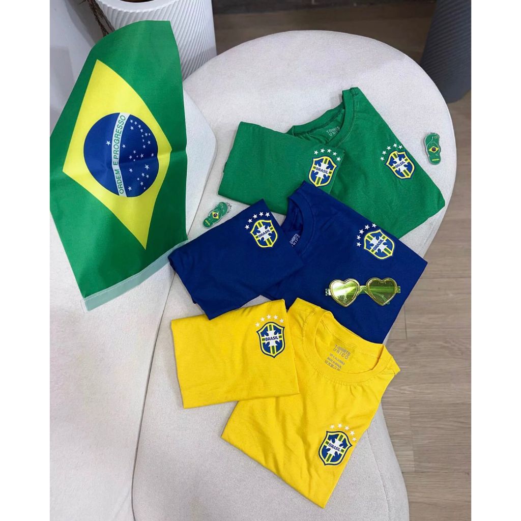 T-SHIRT BRASIL COPA DO MUNDO 2026 TENDENCIA FEMININO