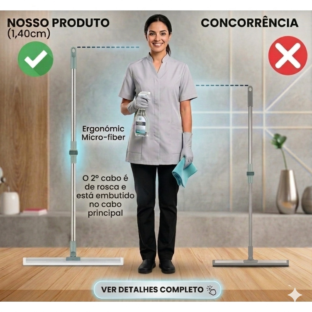 Rodo Cabo Longo 1,40cm Silicone Premium para Box e Pisos