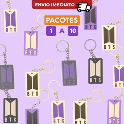 Pacote Chaveiro BTS Kpop Logo Oficial Unidades Presente Fã Army Acessório