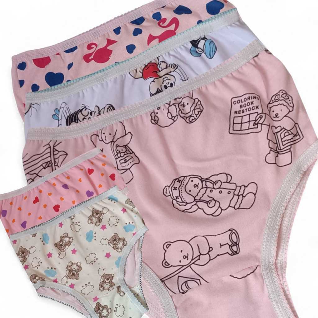 Kit 7 Calcinhas Infantil Sortidas Meninas com Forro 100% Algodão  estampas variadas