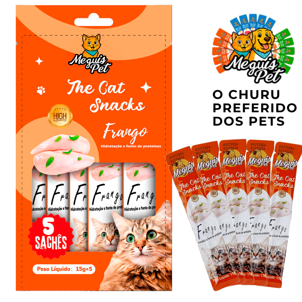 Petisco Churu Snack Cremoso MeguisPet p/Gatos Frango. 14g