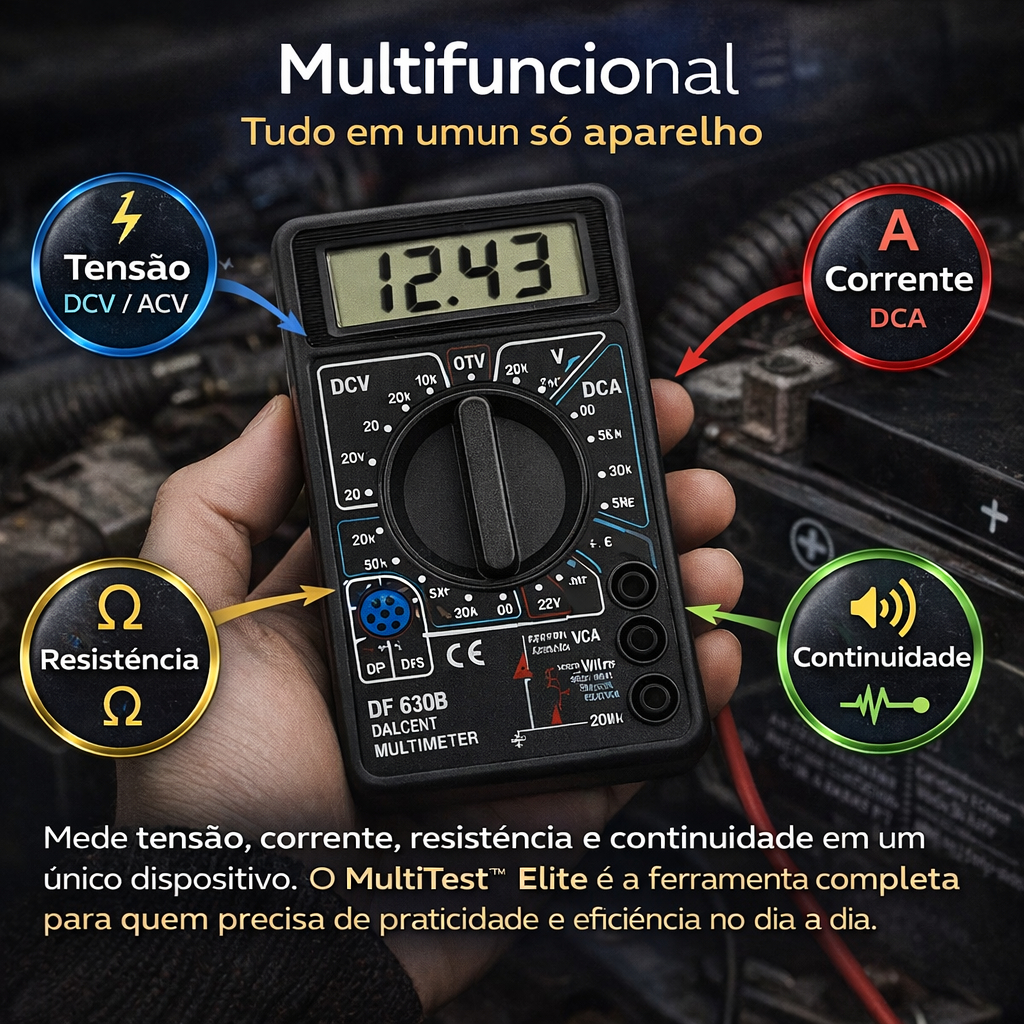 Multímetro Digital Portátil LCD Profissional Testador Tensão Corrente Resistência Continuidade