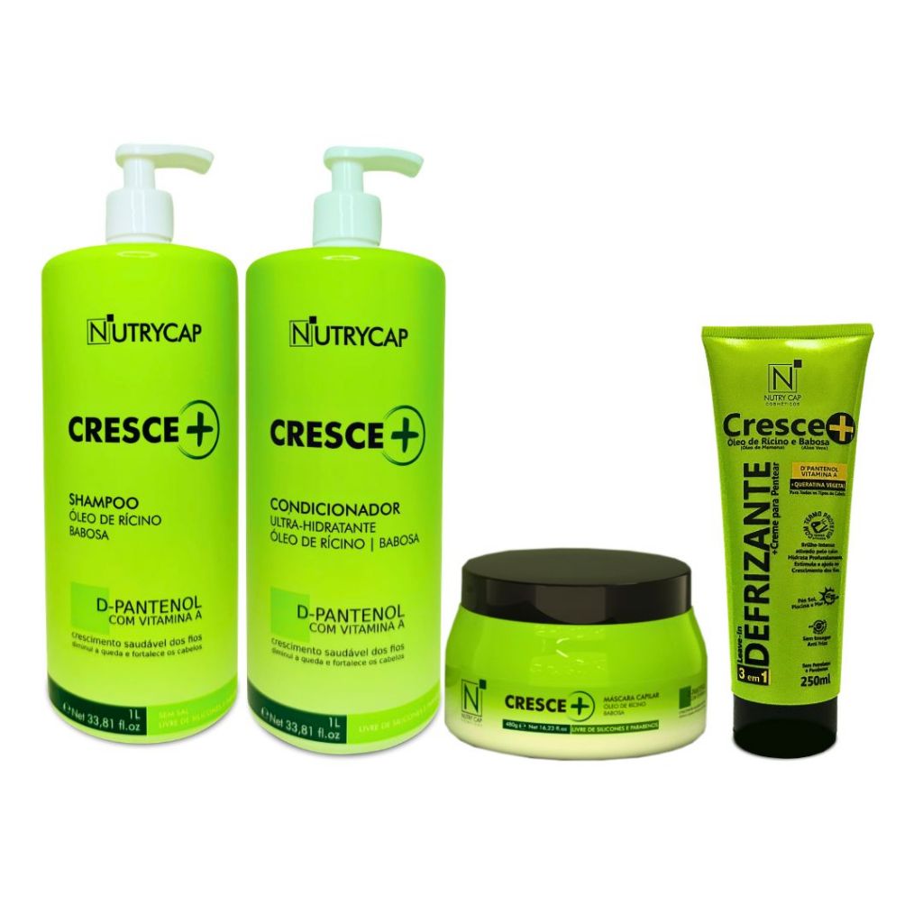 Kit Cresce+ Queda E Crescimento Shampoo, Condicionador, Máscara E Defrizante