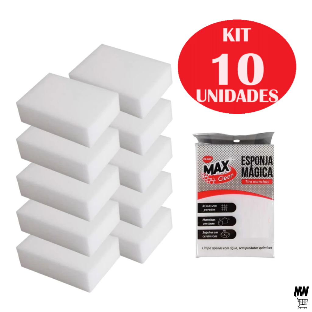 Kit 5 a 20 Bucha Esponja Mágica de Melamina Tira Manchas Riscos Mágica Branca Multiuso OFERTA