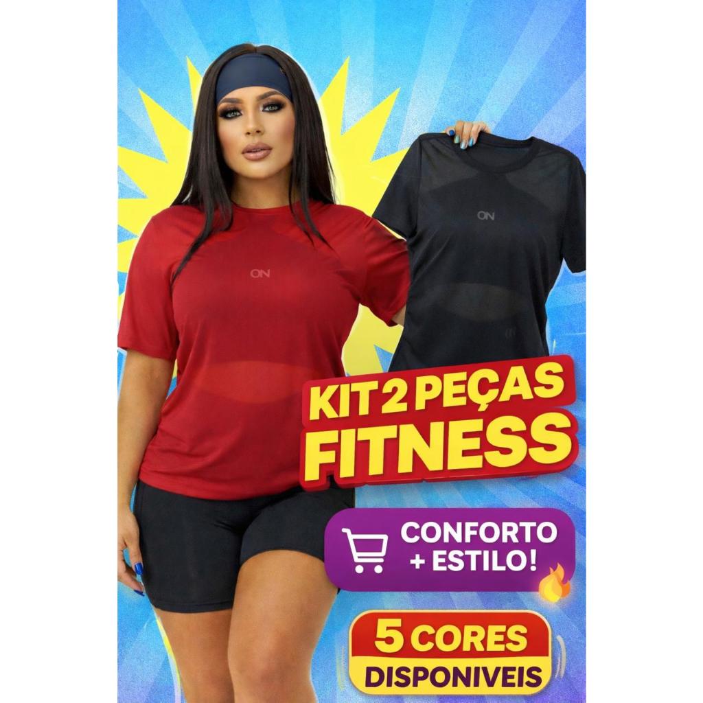 Kit 2 Blusa Fitness Feminina Tule Transparente Academia Confortável