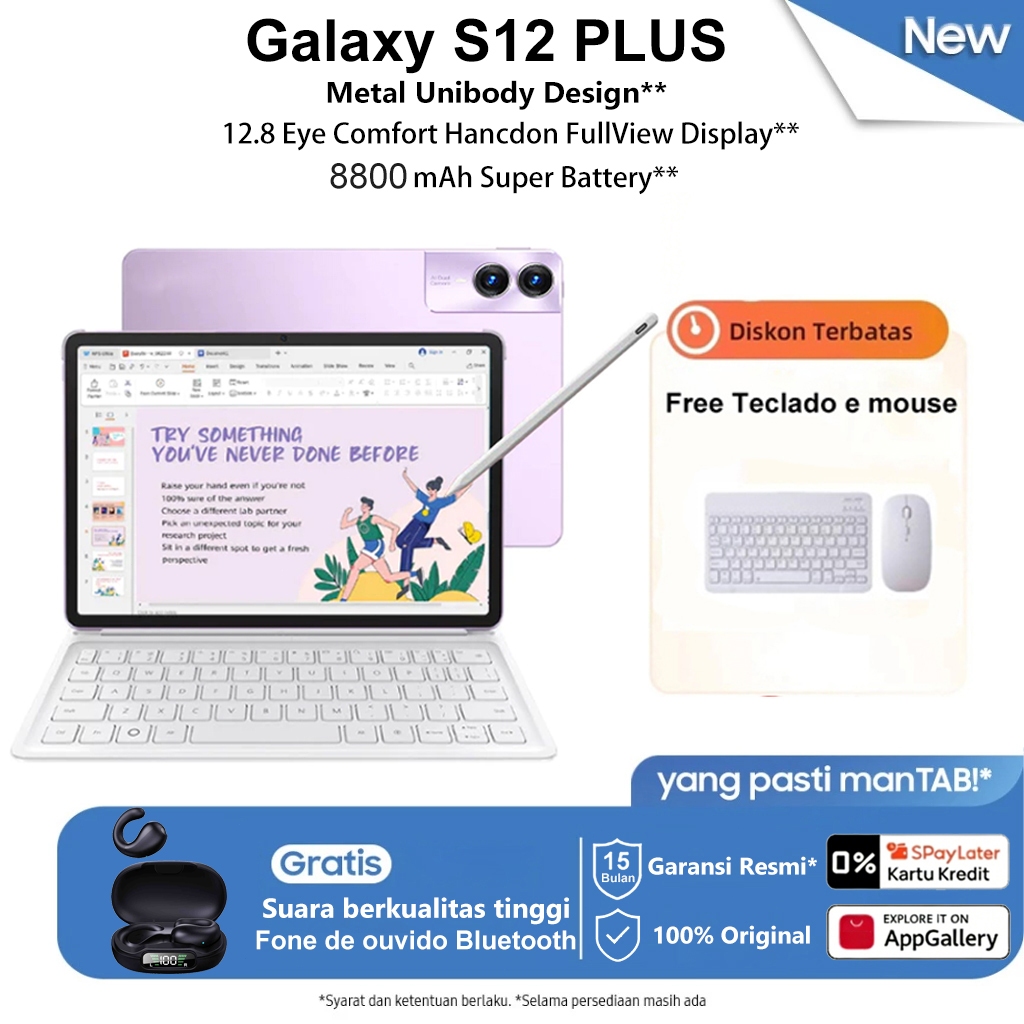 Tablet S12 PLUS 12.8 polegadas 16 GB+ 512 GB Bateria de 8800 mAh Tablet Android 5G