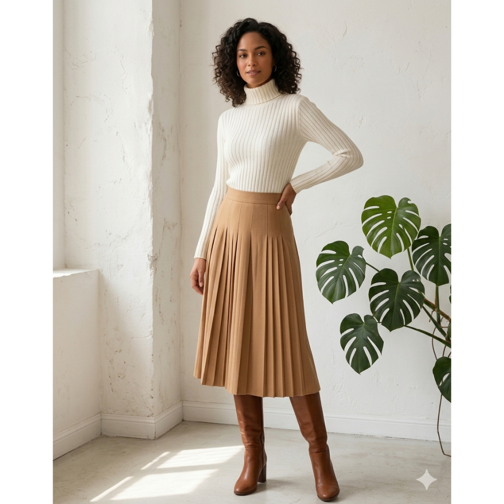 Blusa Cacharrel Feminina Tricot Canelado Gola Alta - Outono/Inverno
