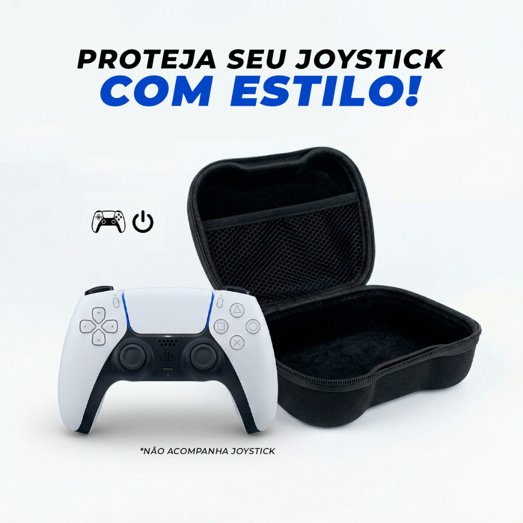 Case Rígido Portátil Para Controle Gamer Com Alça Estojo Proteção EVA Anti Impacto Transporte Seguro