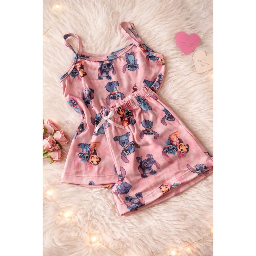 Pijama Feminino Infantil  Alcinha com Short em Suede Premium – Conjunto Verão Confortável e Macio