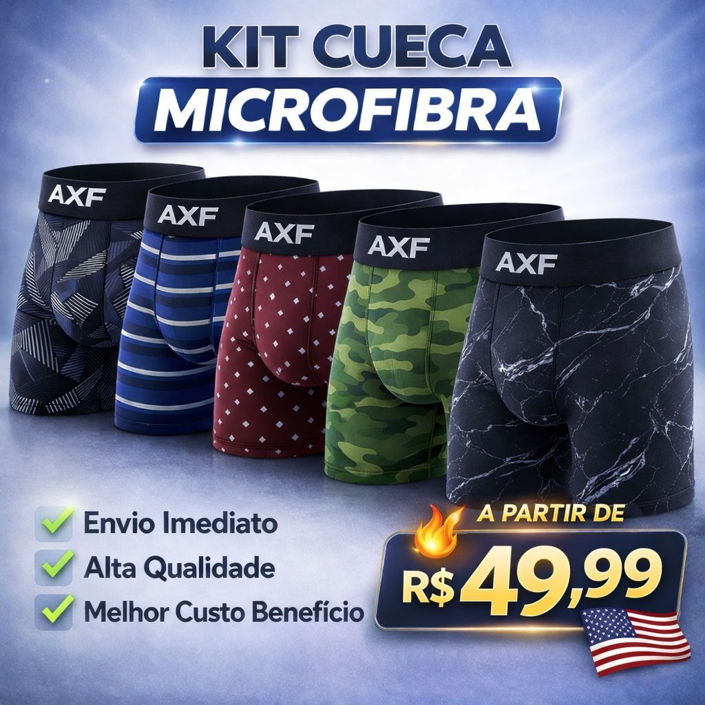 Kit Com 10 Cuecas Boxer Masculina