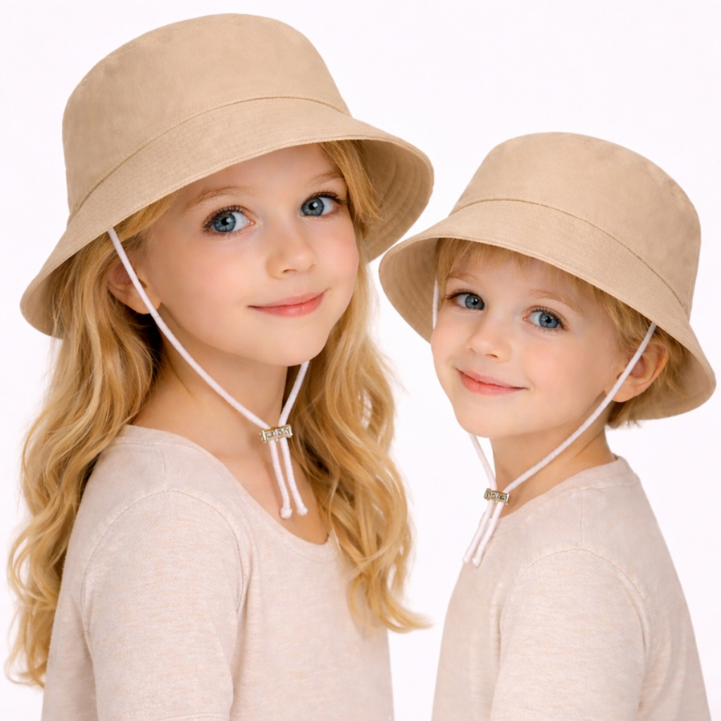 Chapéu Bucket Infantil Menino Menina Com Cordinha de Ajuste e Forrado Com Proteção Solar Promoção