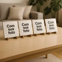 Kit 4 Quadros Personalizados 15x15 MDF com Suporte | Com sua Foto | Decoração Criativa e Presente Especial