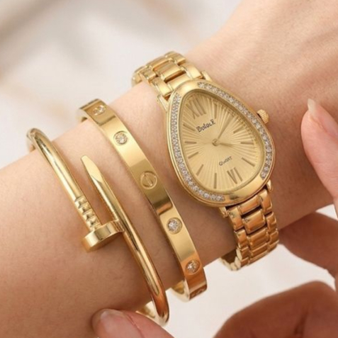 Relógio - Feminino Dourado Pulseira Acessórios Braceletes Femininos Relogio