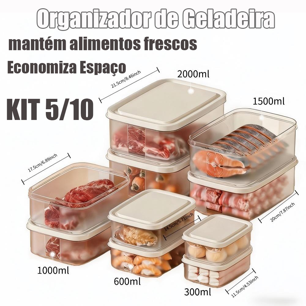 Kit5/3Potes Herméticos Empilháveis para Geladeira caixa organizadora alimentos cozinha-silicone,Mantém Alimentos Frescos em Oferta na Shopee
