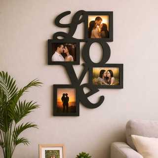 Quadro Mural Love p/ 4 fotos 10x15  Mdf- Recordações, dias dos namorados.