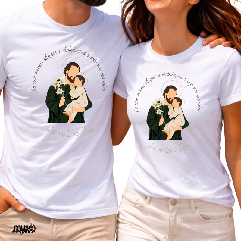 Camiseta para casal cristão católica blusa de São José exclusiva camisa