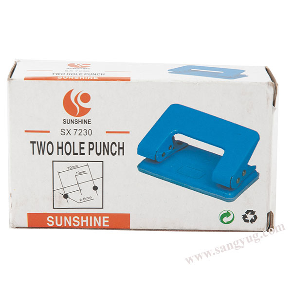 Furador de Papel Perfurador de Dois Furos 70mm SX 7230 com Cabo Ergonômico e Base Estável para Escritório e Escola